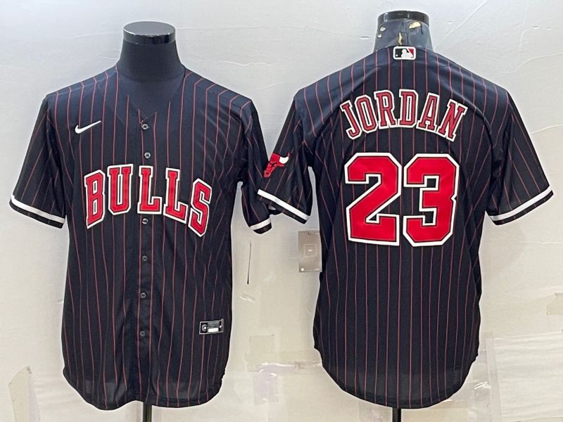 Men Chicago Bulls 23 Jordan Black Stripe Game Nike 2022 NBA Jerseys